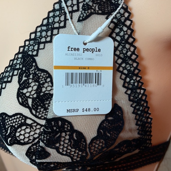 Free people, Alia Bralette, black combo, SZ S, NWT - Picture 4 of 9